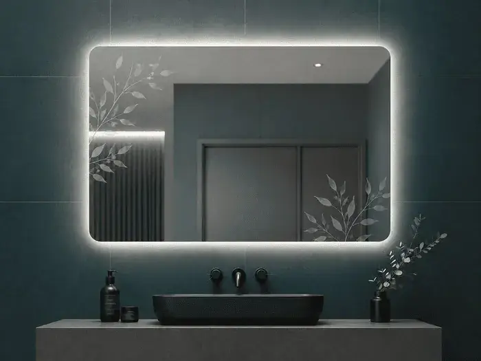 Зеркало с пескоструйным рисунком и LED-подсветкой
